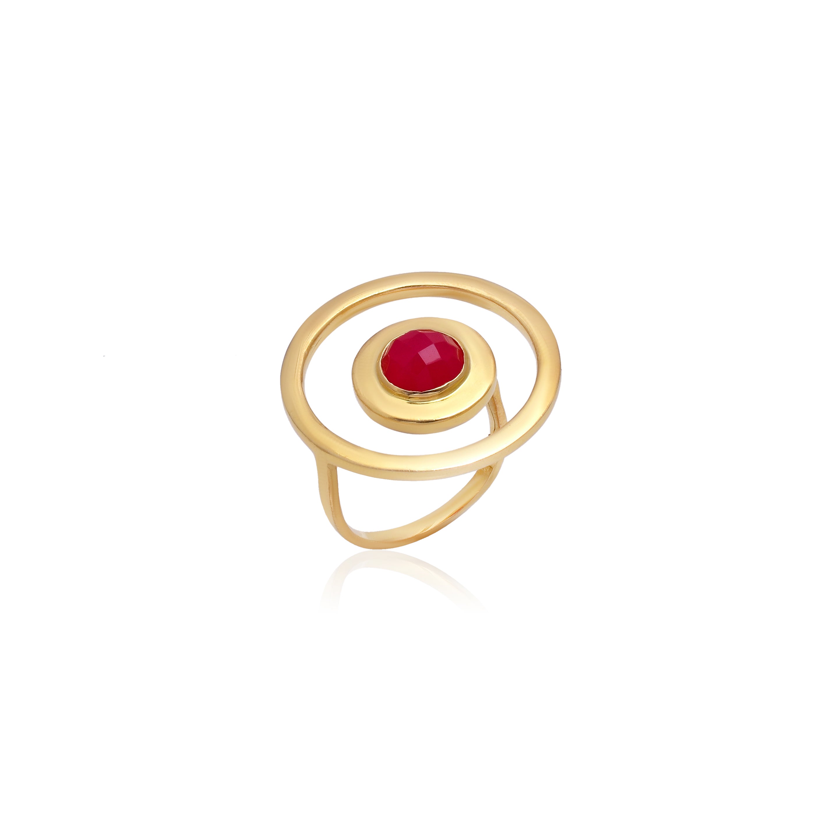 Golden Red Circle Ring