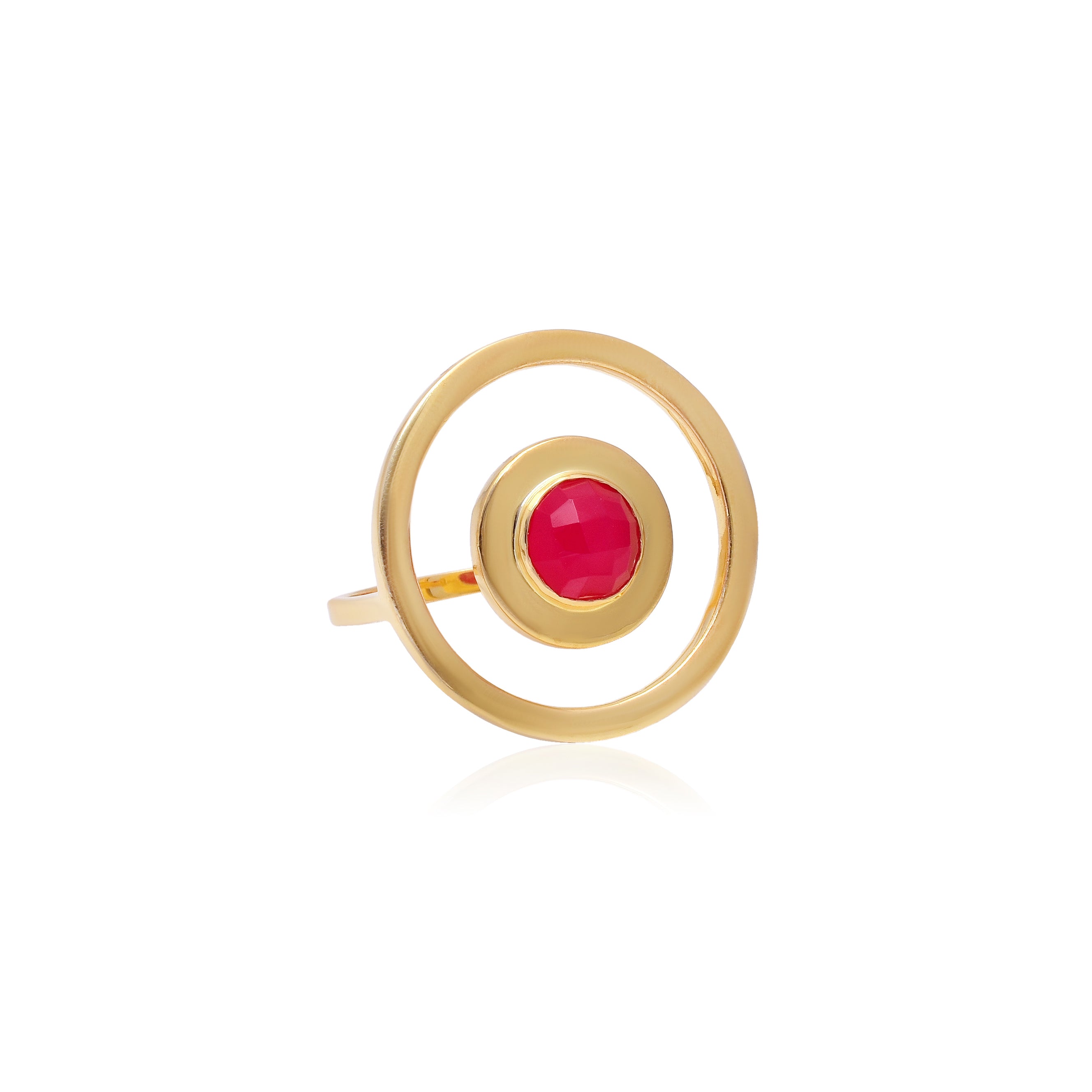 Golden Red Circle Ring