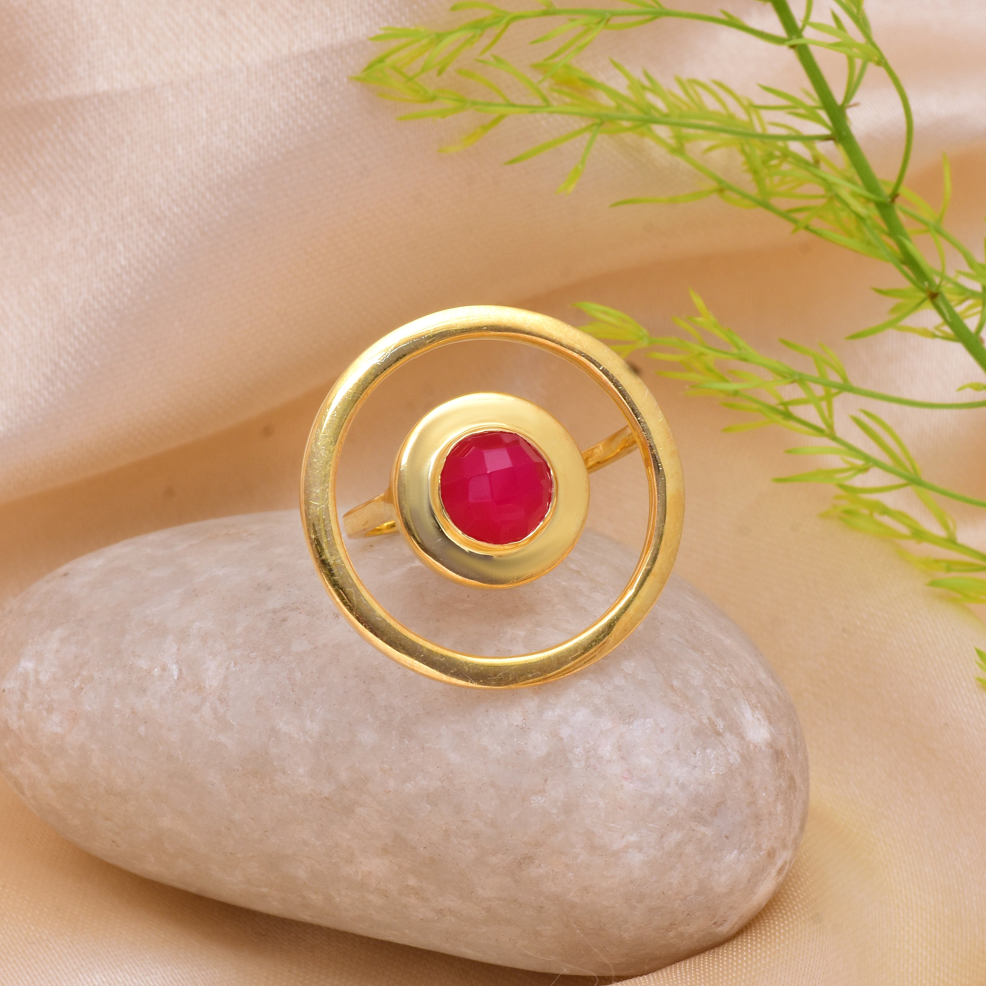 Golden Red Circle Ring