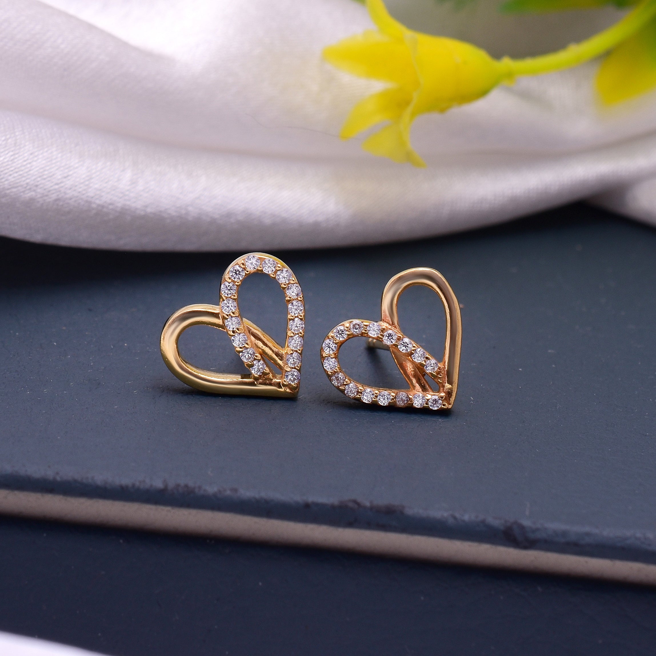 Golden Heart Stud Earrings