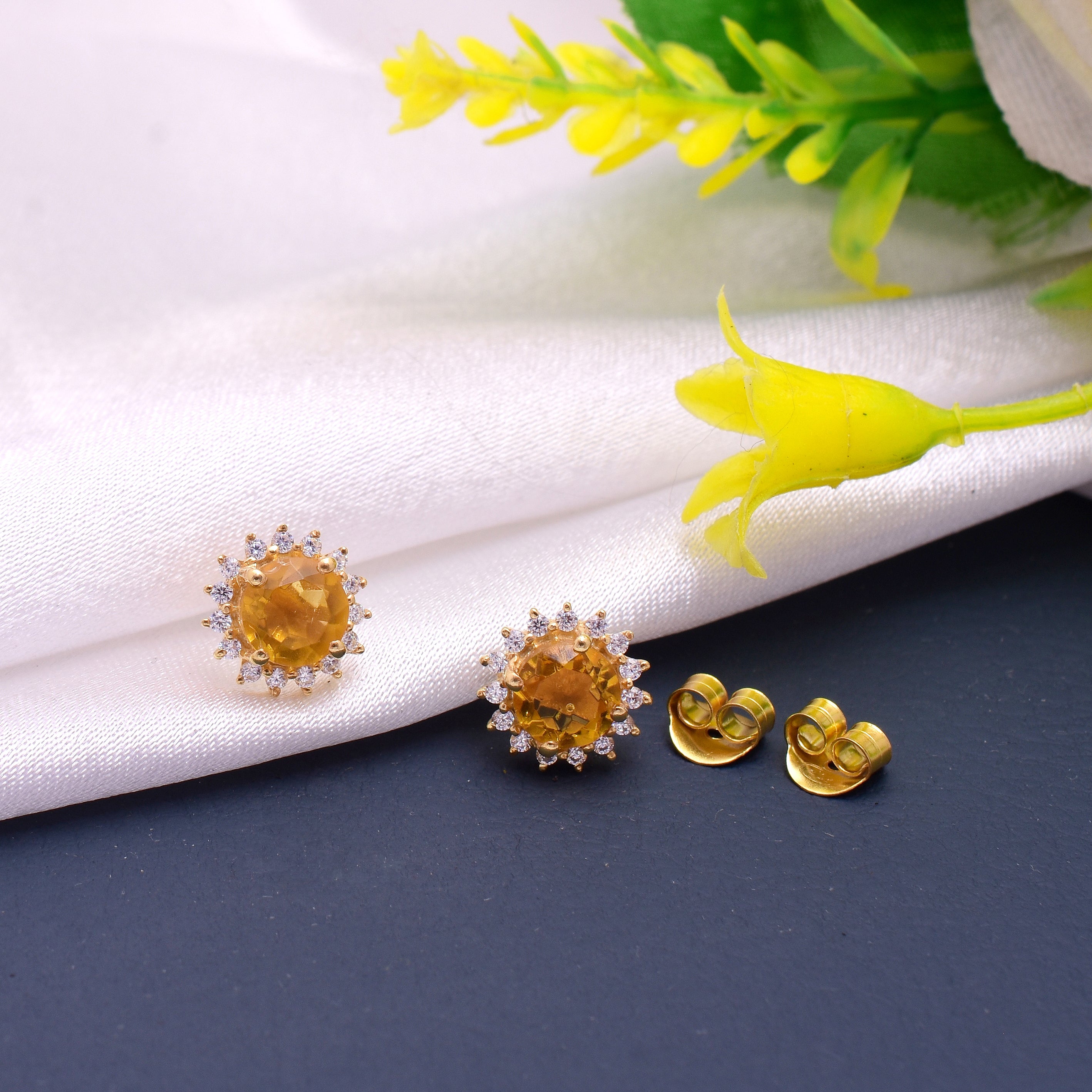 Golden Sun Stud Earrings