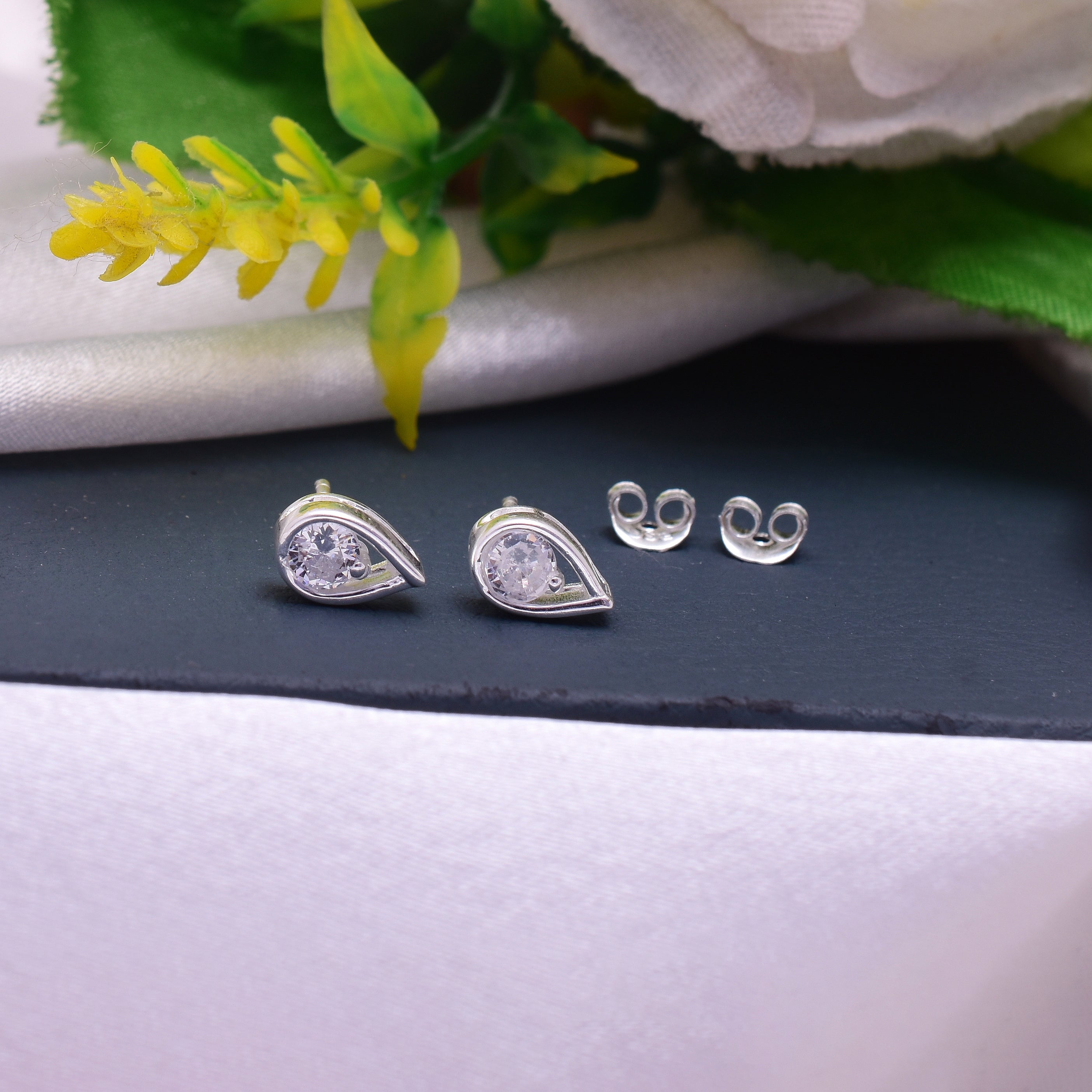 Silver Teardrop Studs