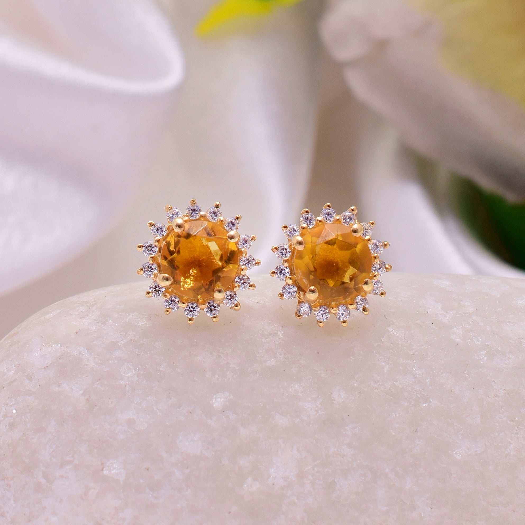 Golden Sun Stud Earrings