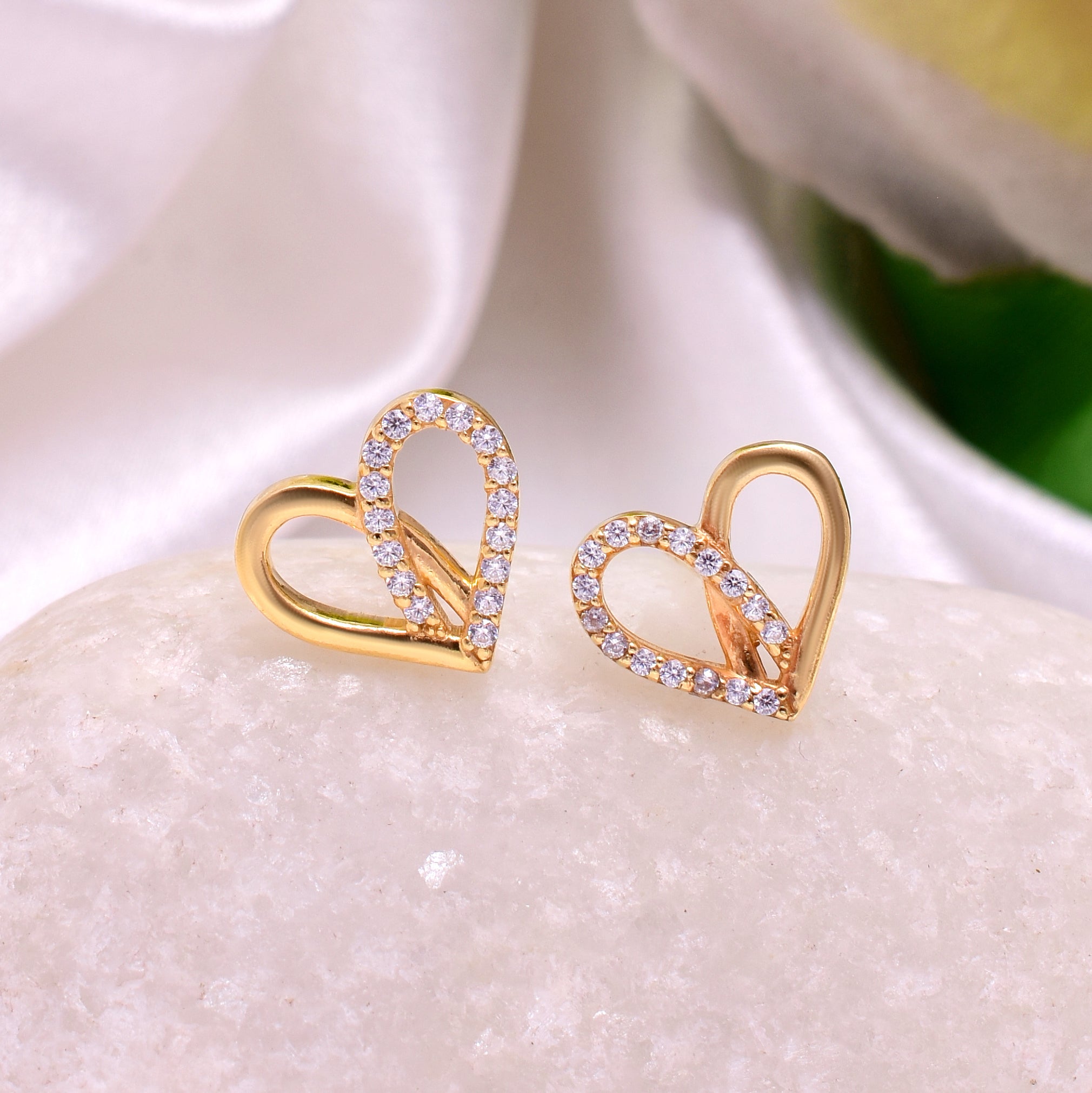 Golden Heart Stud Earrings