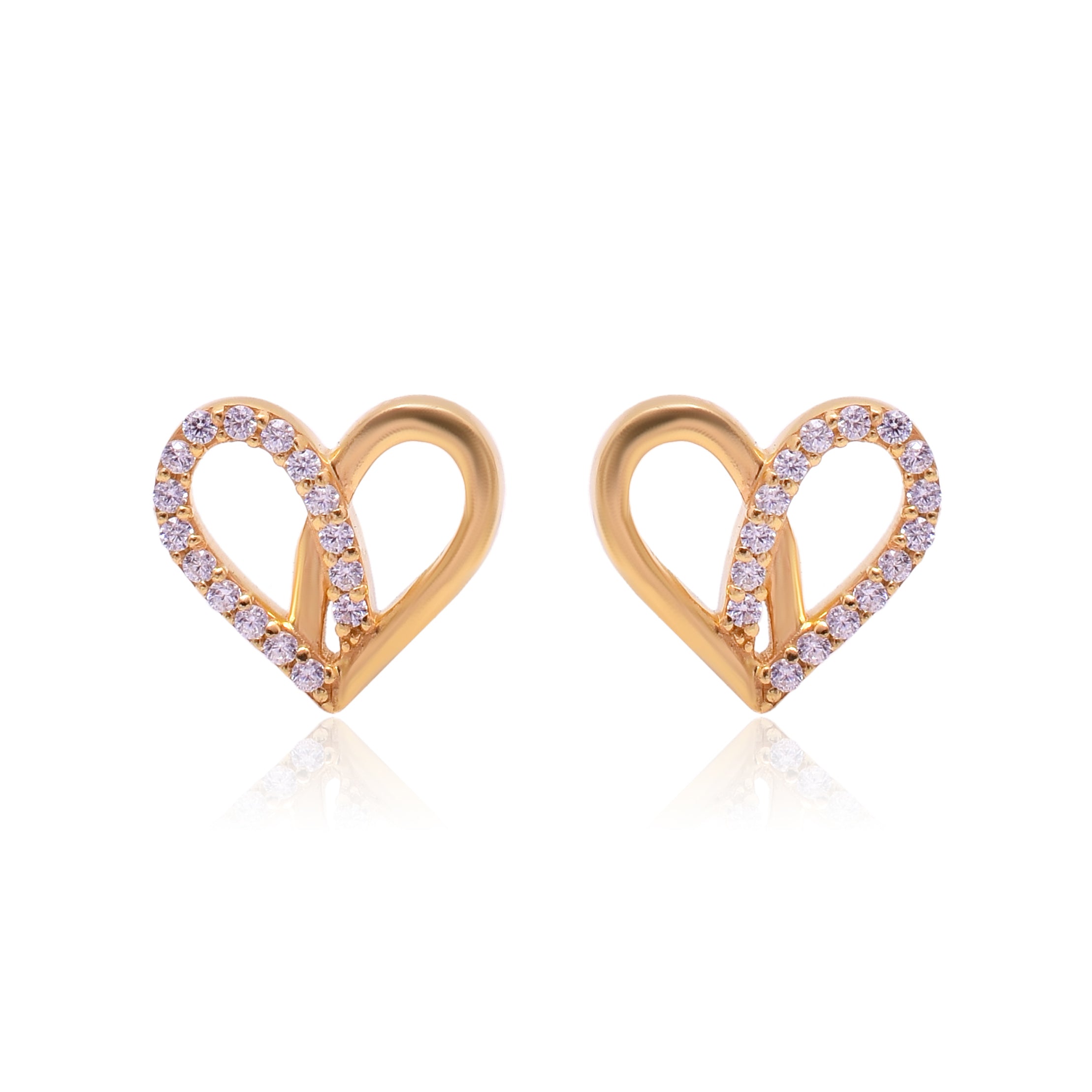 Golden Heart Stud Earrings