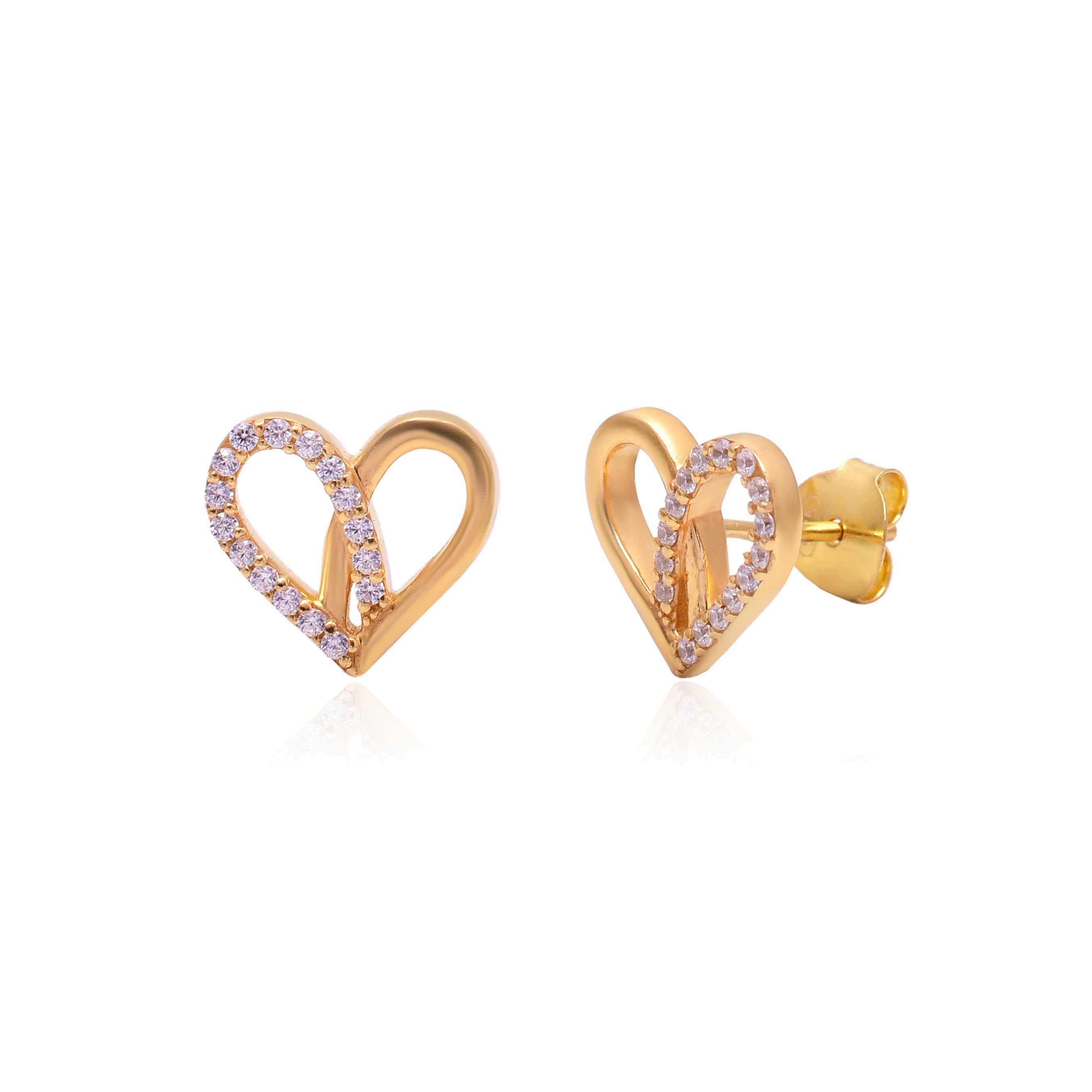 Golden Heart Stud Earrings