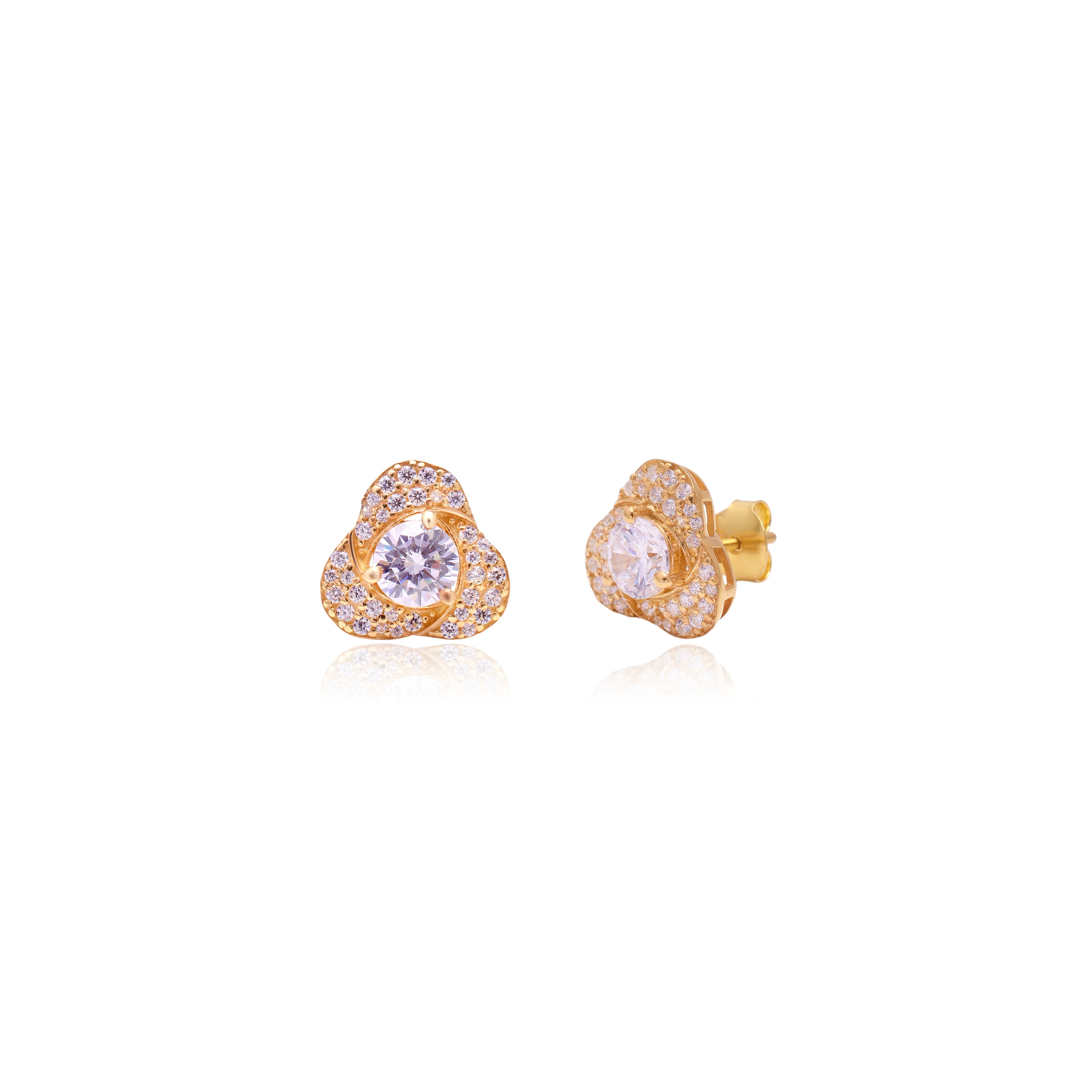 Golden Floral Stud Earrings