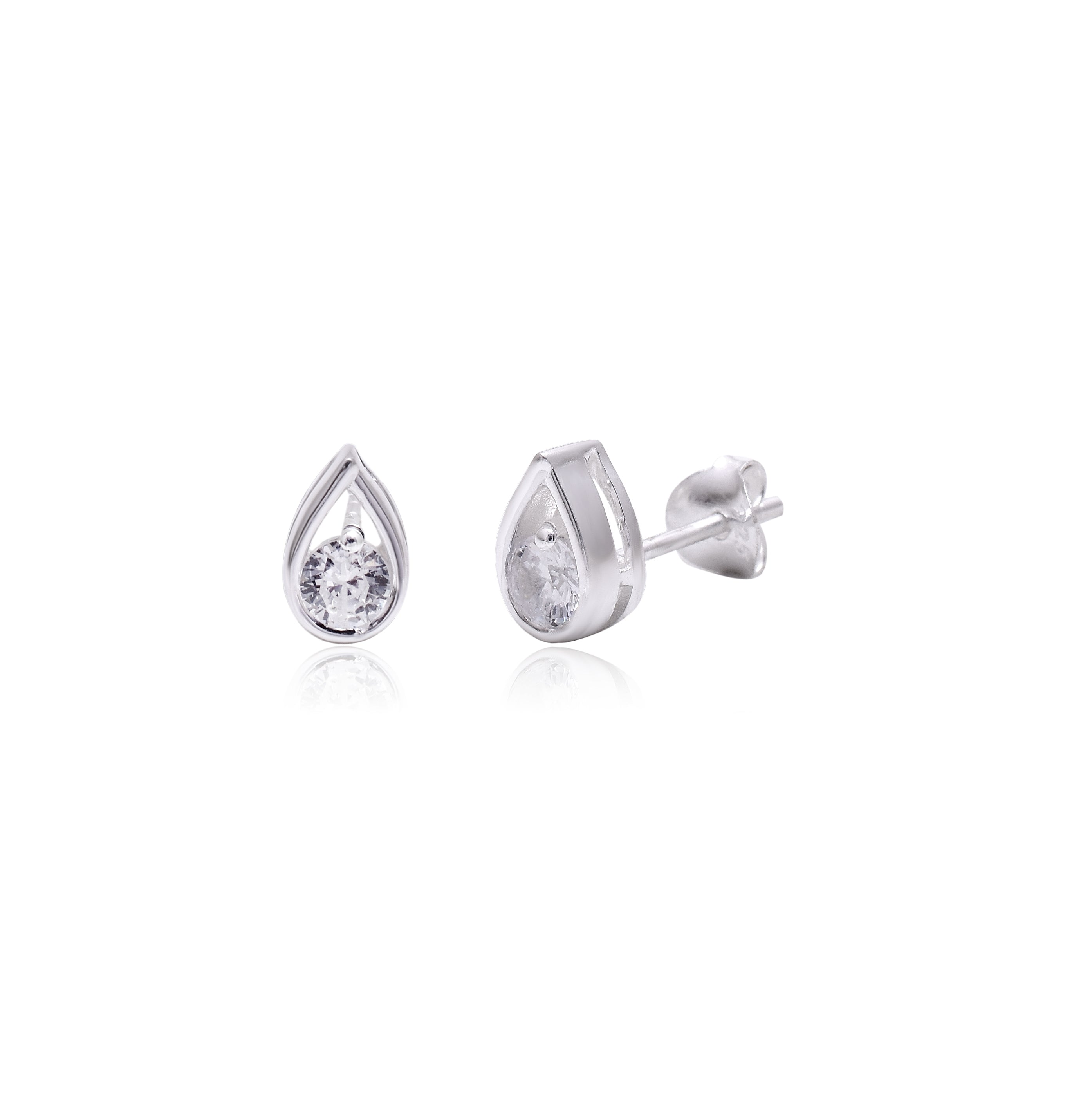 Silver Teardrop Studs