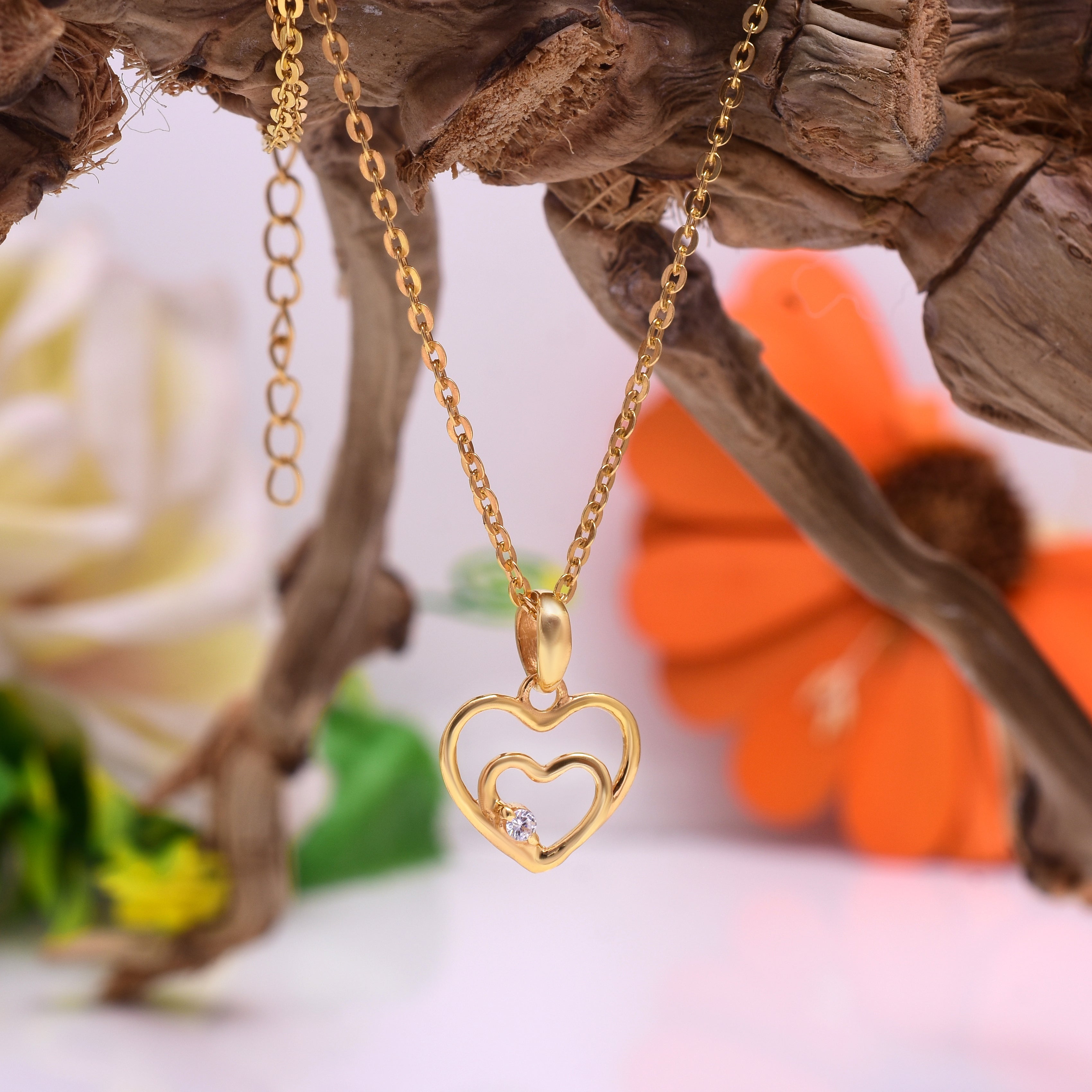 Golden Double Heart Necklace